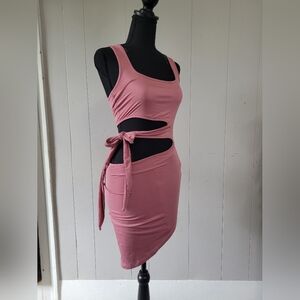 Small Pink Bodycon Tie Dress